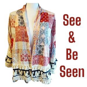 seen & Be Seen kimono top Patchwork multi color New with tags womens Si